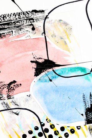 Foto de Fondo abstracto, collage de arte multicolor. Diseño de patrón creativo para la tarjeta de invitación de impresión, postal. Cartel de dibujo, fondo de pantalla colorido - Imagen libre de derechos