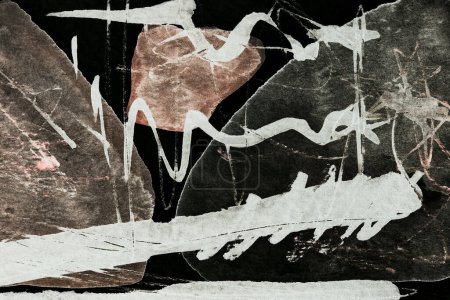 Foto de Fondo abstracto negro y marrón. Coloridas manchas de tinta y manchas, papel pintado de impresión. Fondo creativo, pinceladas caóticas, patrón para imprimir en tarjeta - Imagen libre de derechos