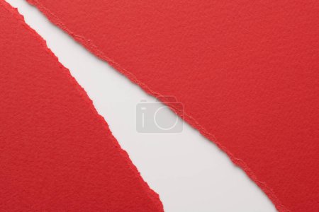 Photo for Art collage of pieces of ripped paper with torn edges. Sticky notes collection red white colors, shreds of notebook pages. Abstract backgroun - Royalty Free Image
