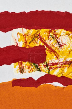 Photo for Abstract background, multicolor art collage. Creative pattern design for print invitation card, postcard. Drawing poster, colorful wallpaper. Red, yellow, white colors - Royalty Free Image