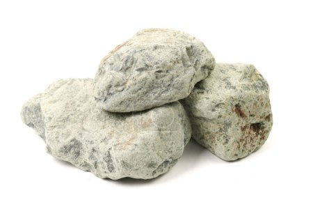 Photo for Set of sauna stones isolated on white background. Natural mineral rock rodingite - Royalty Free Image