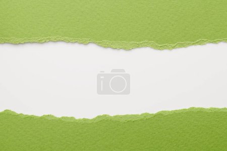 Téléchargez les photos : Collage d'art de morceaux de papier déchiré aux bords déchirés. Collection de notes collantes de couleurs blanches vertes, des lambeaux de pages de cahier. Backgroun abstrait - en image libre de droit