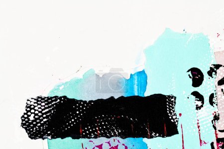 Foto de Fondo abstracto, collage de arte multicolor. Diseño de patrón creativo para la tarjeta de invitación de impresión, postal. Cartel de dibujo, fondo de pantalla de colores. Azul, negro, blanco colores - Imagen libre de derechos