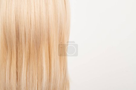 Photo for Natural looking shiny hair, fair blonde curls isolated on white background with copy space - Royalty Free Image