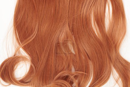 Photo for Natural looking shiny hair, red curls isolated on white background with copy space - Royalty Free Image