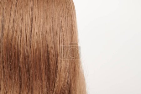 Foto de Cabello brillante de aspecto natural, rizos marrones aislados sobre fondo blanco con espacio para copiar - Imagen libre de derechos