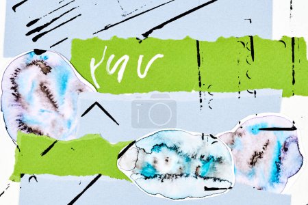 Photo for Abstract background, multicolor art collage. Creative pattern design for print invitation card, postcard. Drawing poster, colorful wallpaper. Blue, white, green colors - Royalty Free Image