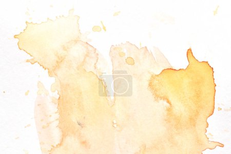 Foto de Fondo abstracto multicolor, manchas de pintura acuarela, líneas y puntos sobre papel blanco, tinta ocre amarillo, póster de dibujo - Imagen libre de derechos