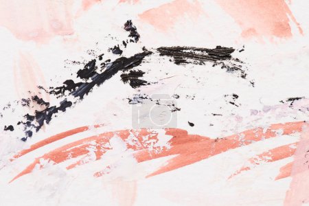 Foto de Fondo abstracto multicolor, manchas de pintura de acuarela y manchas en papel blanco, tinta roja - Imagen libre de derechos