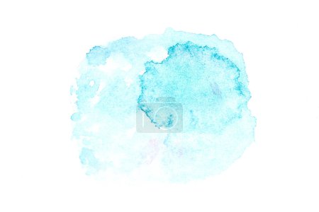Téléchargez les photos : Contexte abstrait de l'art liquide. Aquarelle bleue taches translucides sur pape blanc - en image libre de droit