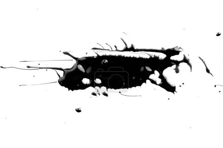 Foto de Mancha de pintura acrílica, pincelada caótica, mancha que fluye sobre fondo de papel blanco. Fondo creativo de color negro, ar fluido - Imagen libre de derechos