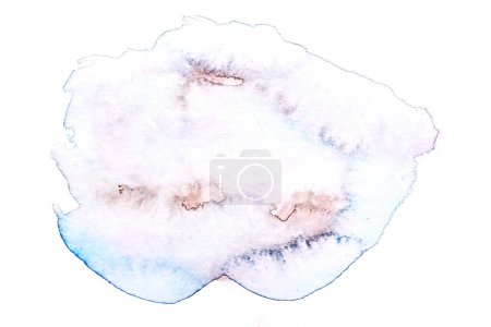 Photo for Abstract liquid art background. Pink blue watercolor translucent blots on white pape - Royalty Free Image
