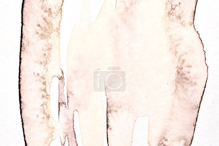 Photo for Abstract background, watercolor paint stains on white paper, brown ink - Royalty Free Image