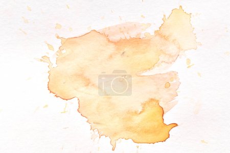 Photo for Multicolor abstract background, watercolor paint blots, lines and dots on white paper, yellow ocher ink, drawing poster - Royalty Free Image
