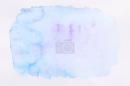 Photo for Abstract background, watercolor paint blots and stains on white paper, blue ink - Royalty Free Image