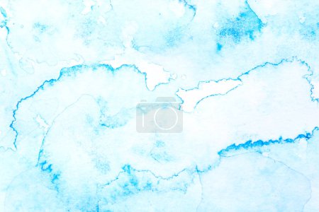 Foto de Fondo abstracto de arte líquido. Acuarela azul manchas translúcidas en pape blanco - Imagen libre de derechos