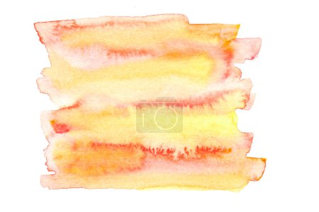 Photo for Abstract liquid art background. Multicolor watercolor translucent blots and brush strokes on white paper, red yellow splashes - Royalty Free Image