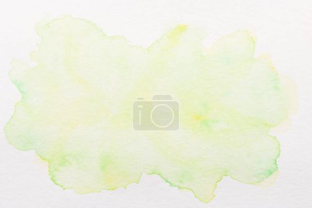 Foto de Fondo abstracto de arte líquido. Acuarela verde amarilla manchas translúcidas en pape blanco - Imagen libre de derechos