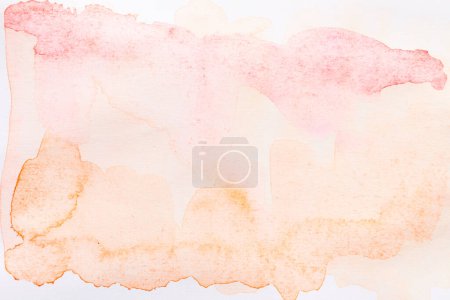 Photo for Abstract background, watercolor paint stains on white paper, brown ink - Royalty Free Image