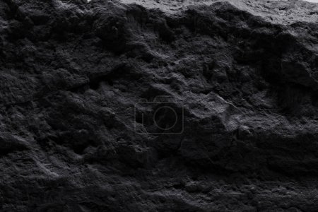 Photo for Black stone texture, dark abstract background. Natural mineral rock close up details, empty backdrop with copy space for design - Royalty Free Image