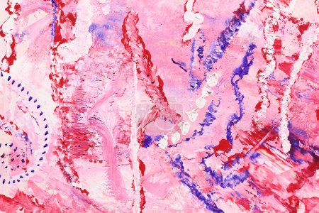 Foto de Fondo abstracto rojo y azul, collage artístico. Pinceladas caóticas y manchas de pintura sobre papel blanco - Imagen libre de derechos