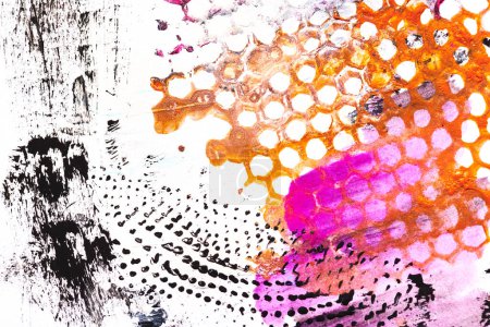 Téléchargez les photos : Fond multicolore abstrait, motif nid d'abeille coloré sur papier blanc - en image libre de droit