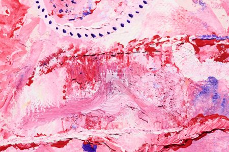 Foto de Fondo abstracto rojo y azul, collage artístico. Pinceladas caóticas y manchas de pintura sobre papel blanco - Imagen libre de derechos