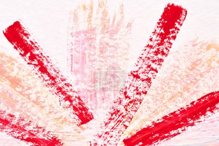 Foto de Fondo abstracto rojo, collage artístico. Pinceladas caóticas y manchas de pintura sobre papel blanco - Imagen libre de derechos