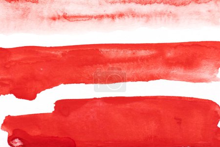Foto de Fondo abstracto rojo, collage artístico. Pinceladas caóticas y manchas de pintura sobre papel blanco - Imagen libre de derechos