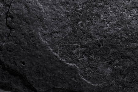 Photo for Black stone texture, dark abstract background. Natural mineral rock close up details, empty backdrop with copy space for design - Royalty Free Image