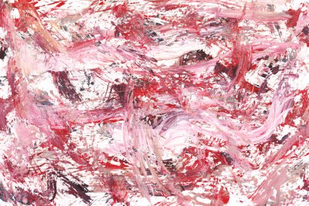 Foto de Fondo abstracto rojo y negro, collage artístico. Pinceladas caóticas y manchas de pintura sobre papel blanco - Imagen libre de derechos