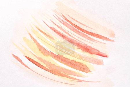 Foto de Fondo rojo abstracto. Manchas de acuarela, líneas, puntos y pinceladas en papel blanco, patrón de impresión para postal o ropa - Imagen libre de derechos