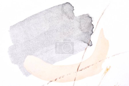 Foto de Fondo abstracto del arte. Manchas de acuarela, líneas, puntos y pinceladas en papel blanco, patrón de impresión para postal o ropa - Imagen libre de derechos