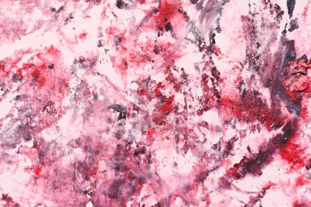 Photo for Red and black abstract background, art collage. Chaotic brush strokes and paint stains on white paper - Royalty Free Image
