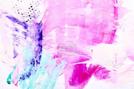 Photo for Abstract purple background. Watercolor blots, lines, dots and brush strokes on white paper, print pattern for postcard or clothing - Royalty Free Image