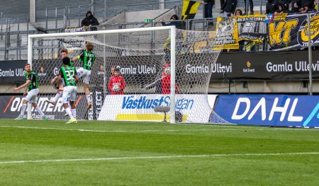 Foto de April 21th, 2024: Kiilerich Rask scores the equaliser for Mjallby in game vs GAIS in Swedish football league. - Imagen libre de derechos