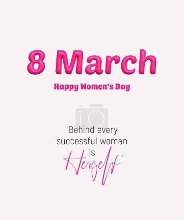 Luftballoneffekt 8. März, Happy Women 's Day Typographic Design Elements, Internationaler Frauentag, Illustration für den Social-Media-Post, Grußkarte, Banner usw..
