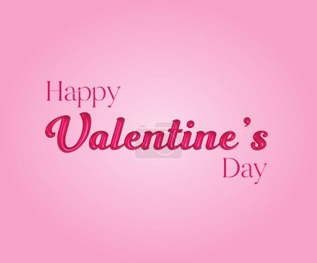 Pink Happy Valentine's day typography greeting card with 3d ballon effect. Cute Valentine's day design for banner, party, sale promotion etc.