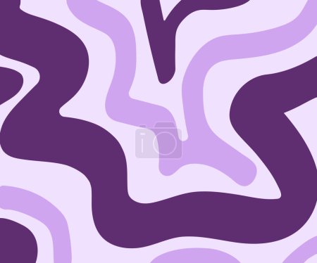 Fun Purple Line Doodle nahtloses Muster, Retro-abstrakte Tapete, kreative abstrakte Hintergrund mit bunten Wellen