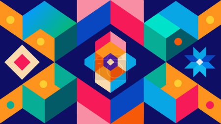 Kinetic Tangible design colorful digital art featuring vibrant colors geometric shapes and abstract patterns arranged in a grid layout for background wallpaper