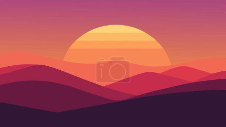 Sunset over Rolling Hills Abstract Minimalism in Vector Art