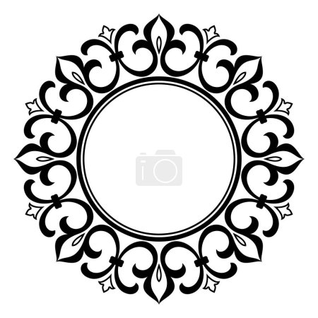 Dekorative schwarze Ornamente Kreis isoliert auf weißem Hintergrund.