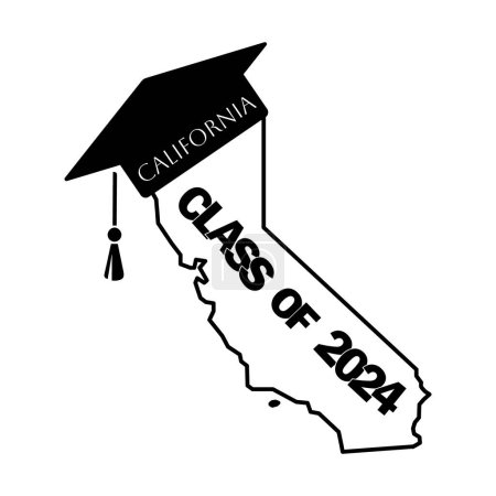 Class of 2024 graduation vector California design state silhouette.