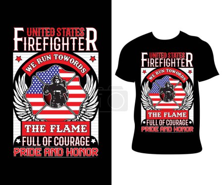 Ilustración de ¡Enciende tu espíritu bombero con nuestros dinámicos diseños de camisetas! Muestra tu orgullo con poderosos gráficos y eslóganes que honran la valentía de los bomberos en todas partes. # Los bomberos # BlazePride # FirefighighterFashion # FirstResponders # HeroWear - Imagen libre de derechos