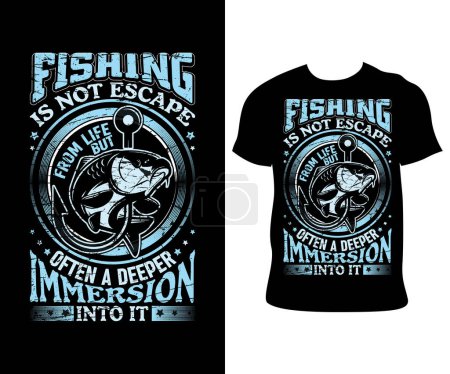 Illustration for Hooked on fishing? Discover our dynamic t-shirt designs that reel in style! Dive into the depths of our collection and make a splash with your angler fashion. #FishingFashion #AnglerApparel #TrendyTees #OutdoorStyle - Royalty Free Image