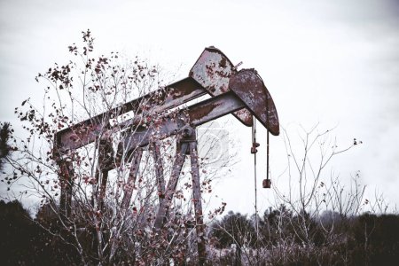 An old pumpjack, sometimes called a "grasshopper" oil pump somewhere in Texas