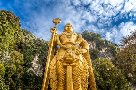 The golden buddha in front of the Batu Caves in Kuala Lumpur, Malaysia