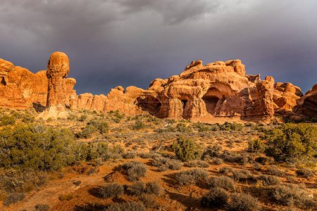The double Arch in the Arches  National Park, Utah USA