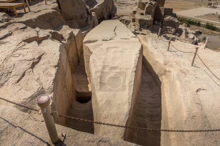 Unfinished obelisk in the northern region of the stone quarries of ancient Egypt in Aswan, Egypt.