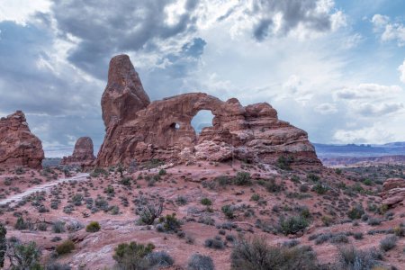 The windows trail and the Turret Arch in the Arche National Park, Utah USA